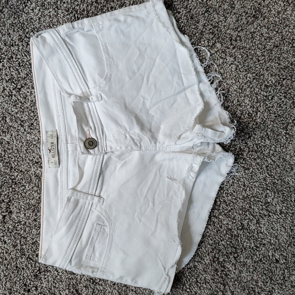 Hollister low rise white jean shorts